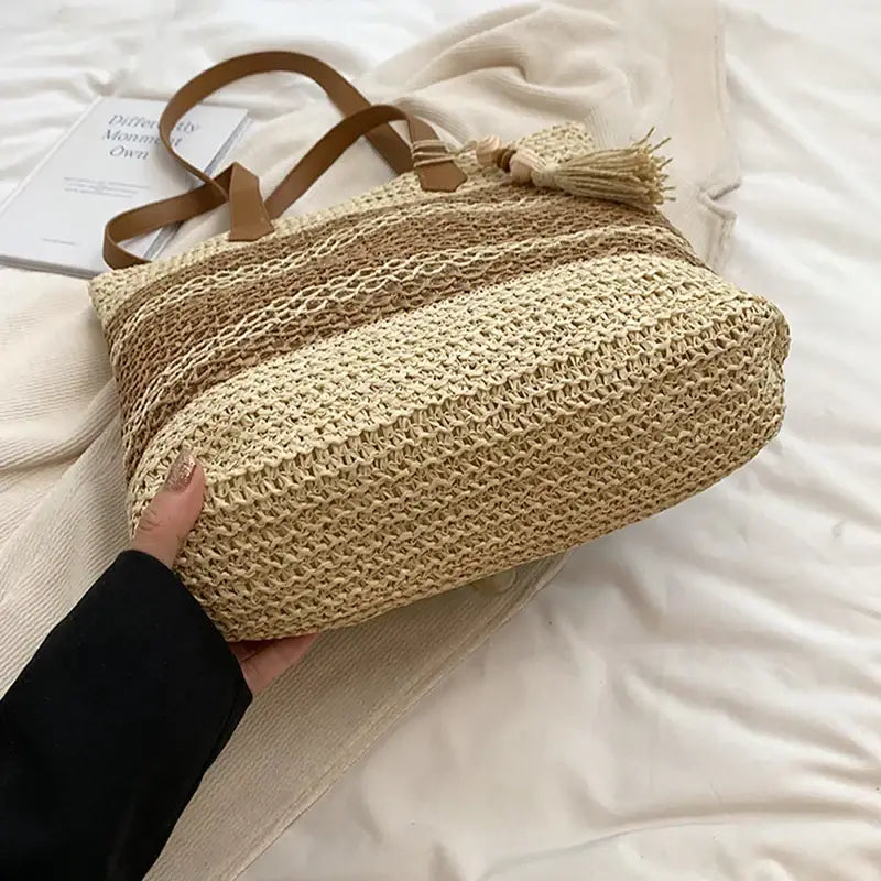 Sac Plage en Paille Style Tote Bag