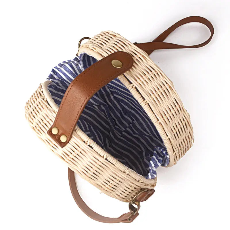 Sac Rond Osier et Cuir