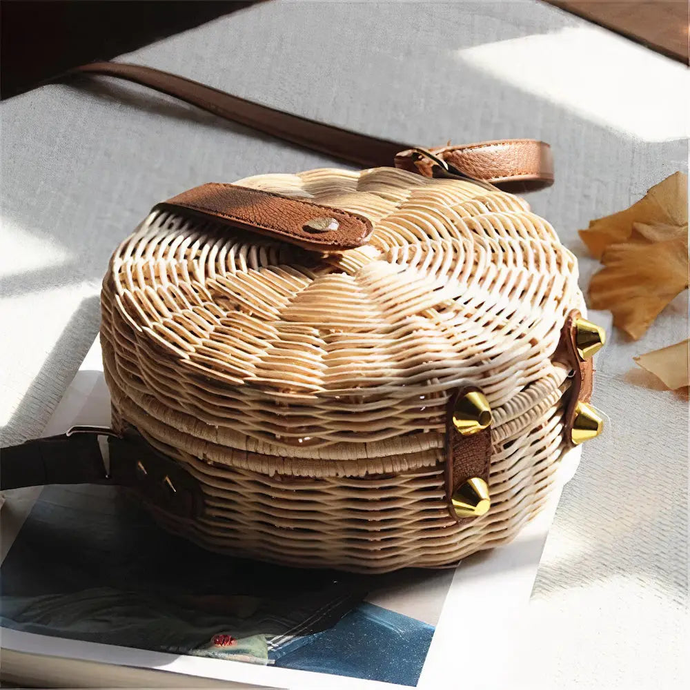 Sac Rond Osier et Cuir