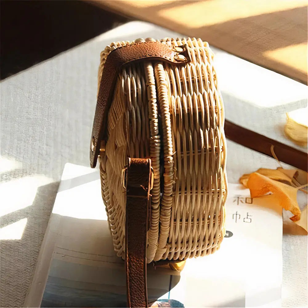 Sac Rond Osier et Cuir