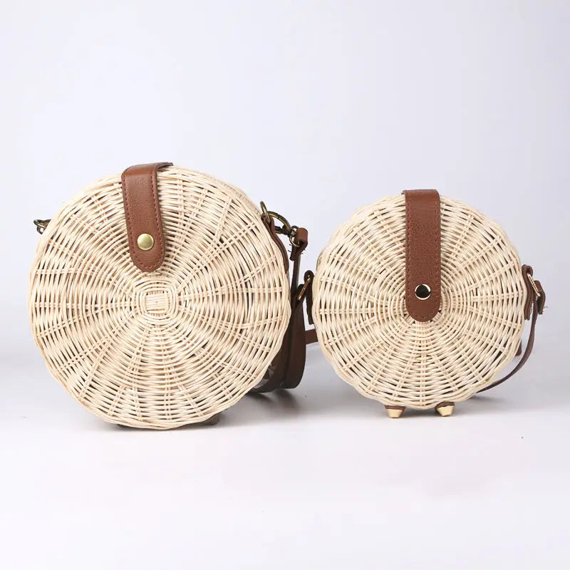 Sac Rond Osier et Cuir