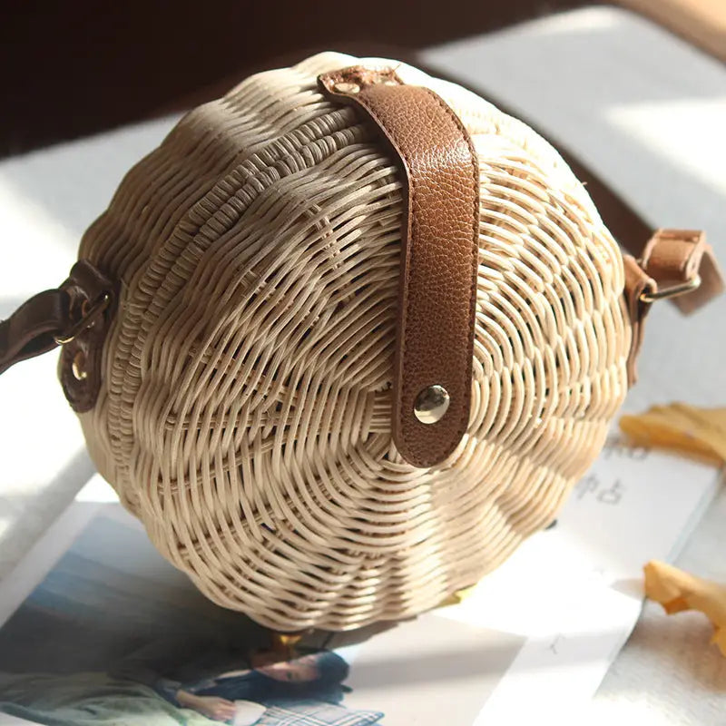 Sac Rond Osier et Cuir