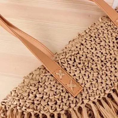Sac Rond Paille à Franges