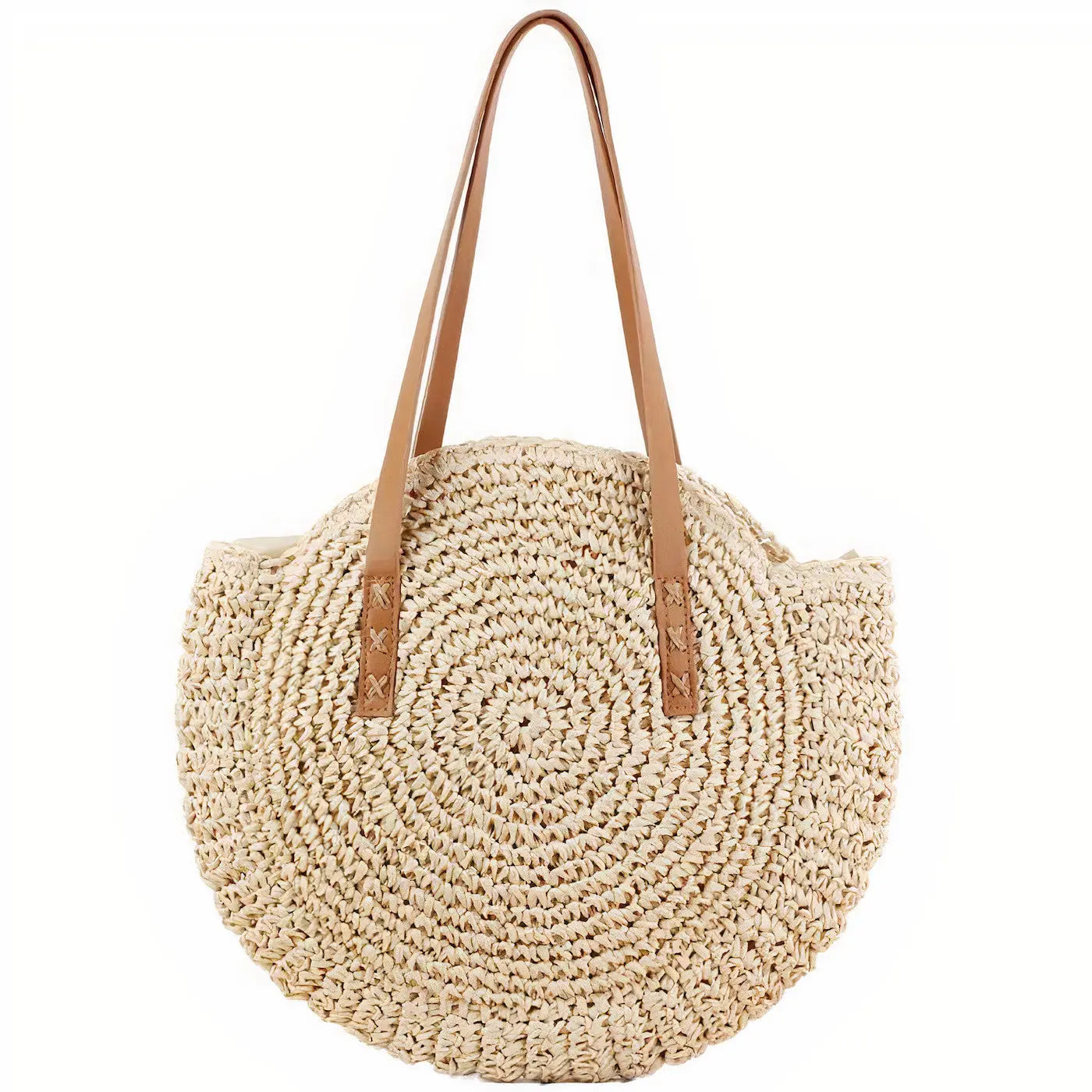 Sac Rond Paille avec Fermeture
