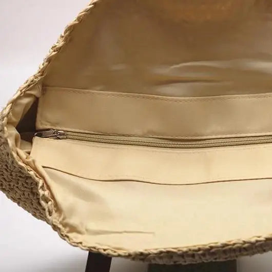 Sac Rond Paille avec Fermeture