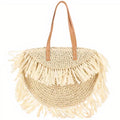Sac Rond Paille Avec Frange