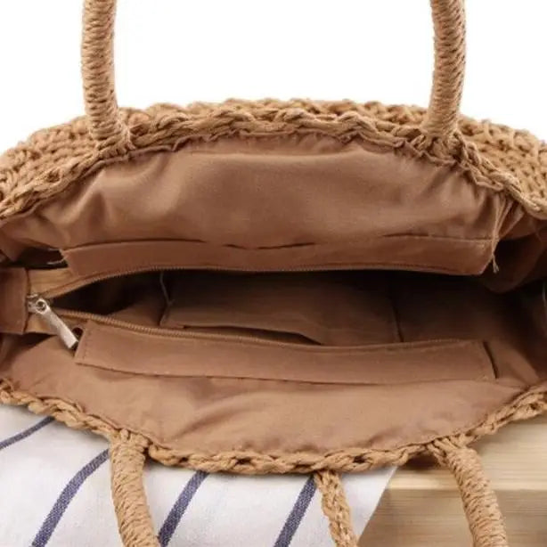 Sac Rond Paille Bandoulière