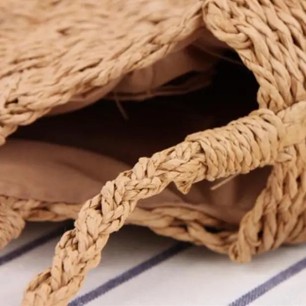 Sac Rond Paille Bandoulière