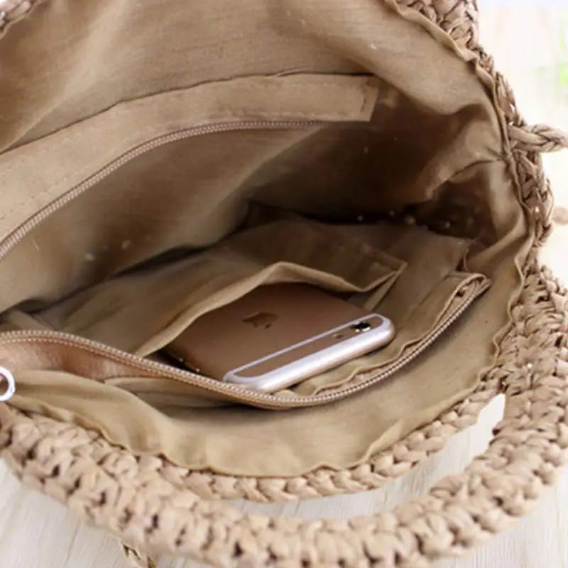 Sac Rond Paille Besace