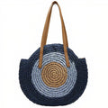 Sac Rond Paille Bleu