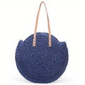 Sac Rond Paille Bleu Marine