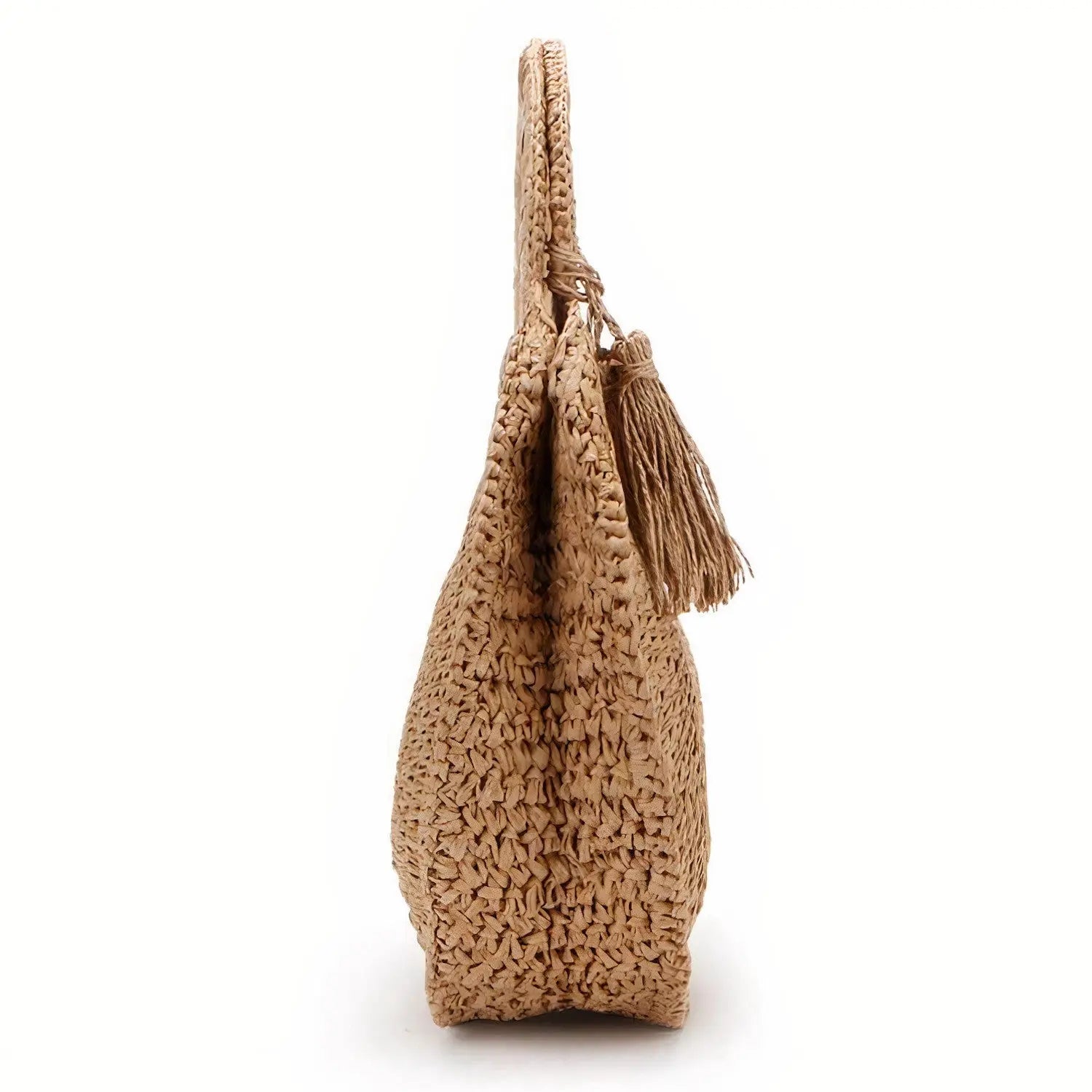 Sac Rond Paille de Plage avec Pompon
