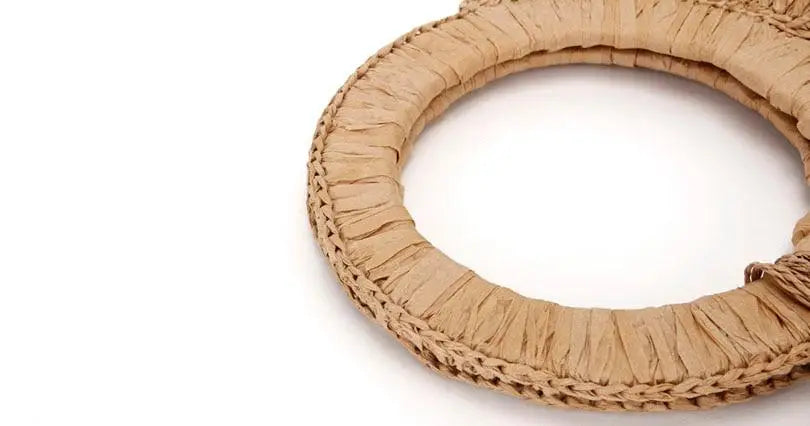 Sac Rond Paille de Plage avec Pompon