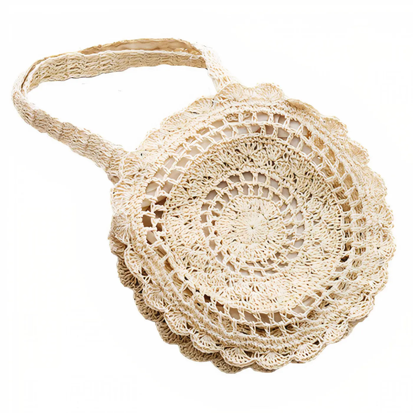 Sac Rond Paille Dentelle