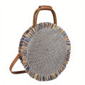 Sac Rond Paille et Cuir