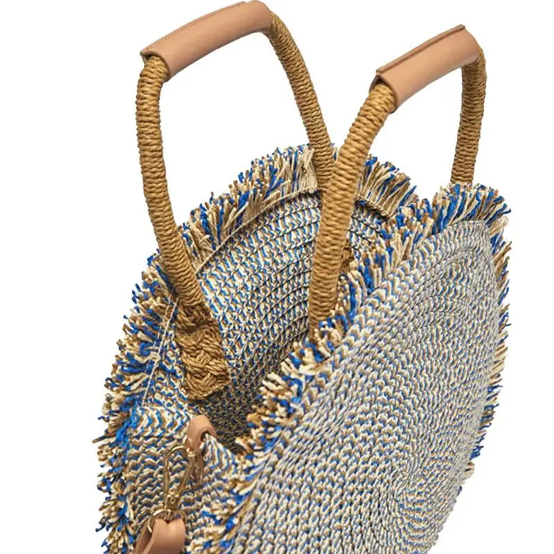 Sac Rond Paille et Cuir