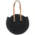 Sac Rond Paille Noir