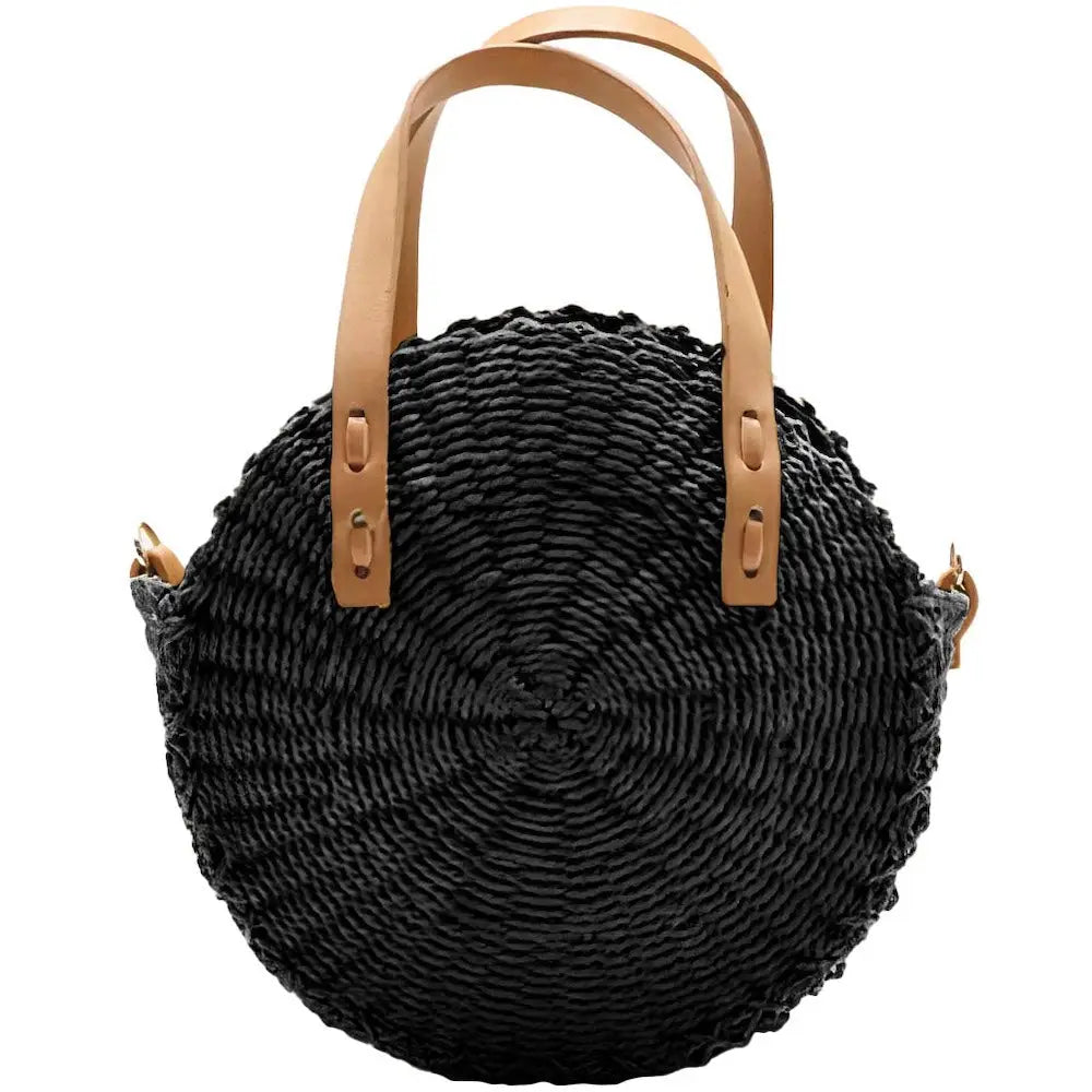 Sac Rond Paille Petit & Noir