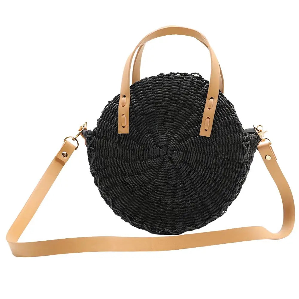Sac Rond Paille Petit & Noir