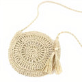 Sac Rond Paille Pompon