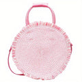 Sac Rond Paille Rose