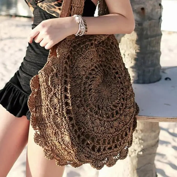 Sac Rond Paille Tissé