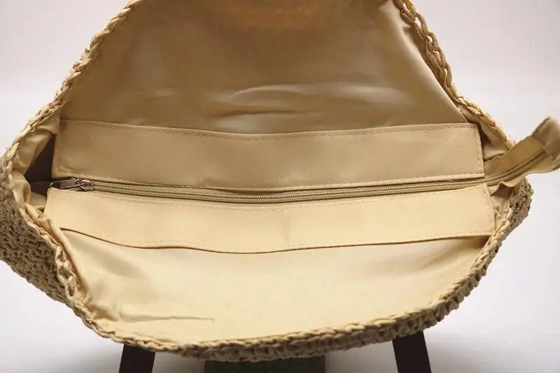 Sac Rond Paille Tressé