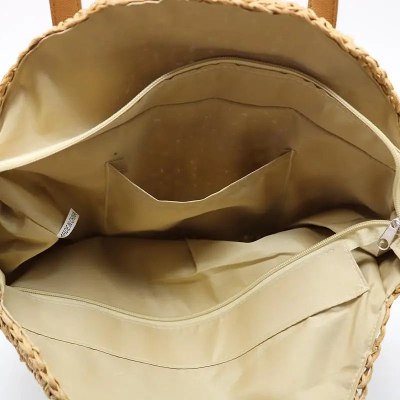 Sac Rond Paille Tressé