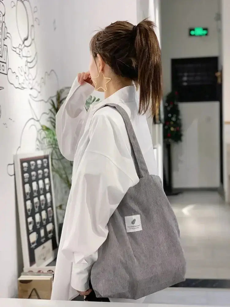 Tote Bag Velours Cotelé