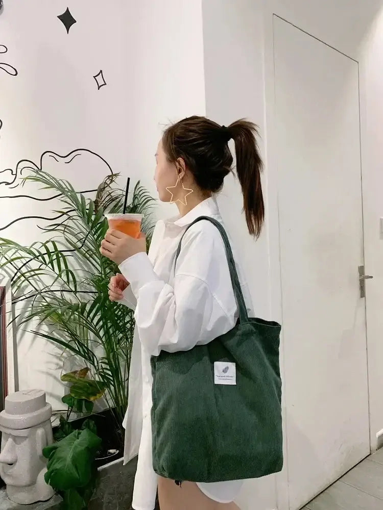 Tote Bag Velours Cotelé