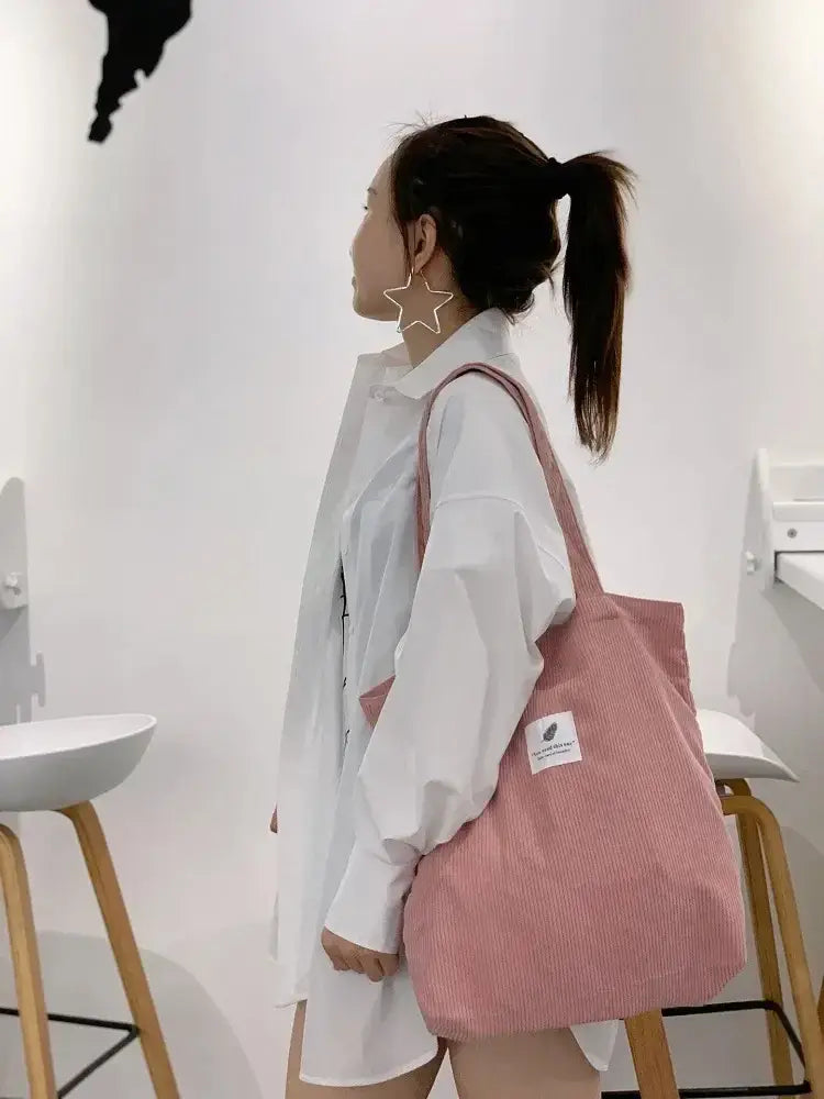 Tote Bag Velours Cotelé